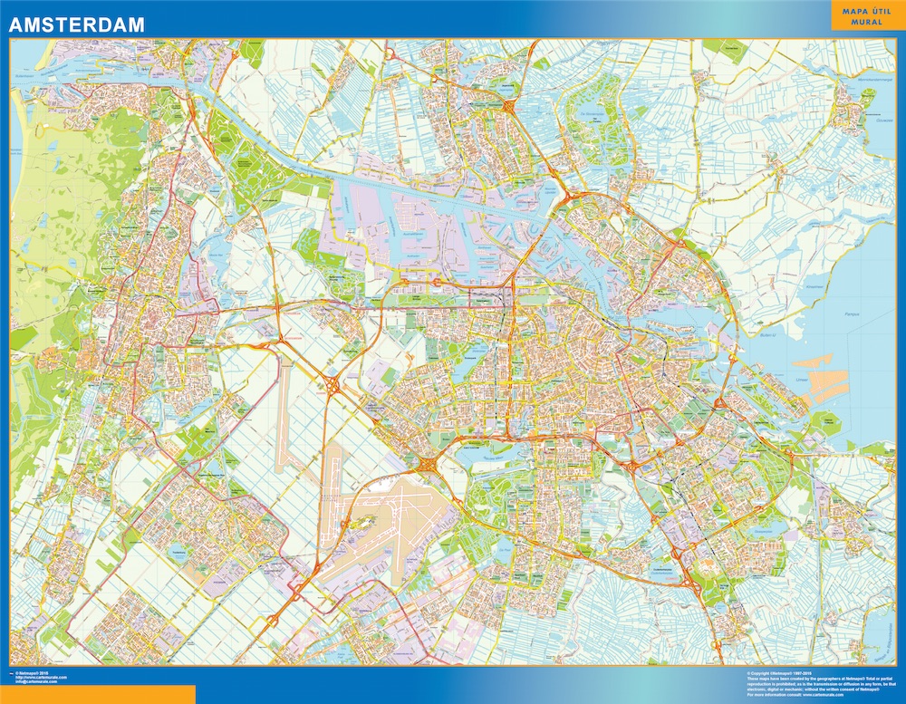 Amsterdam karta i Nederländerna | Väggkartor