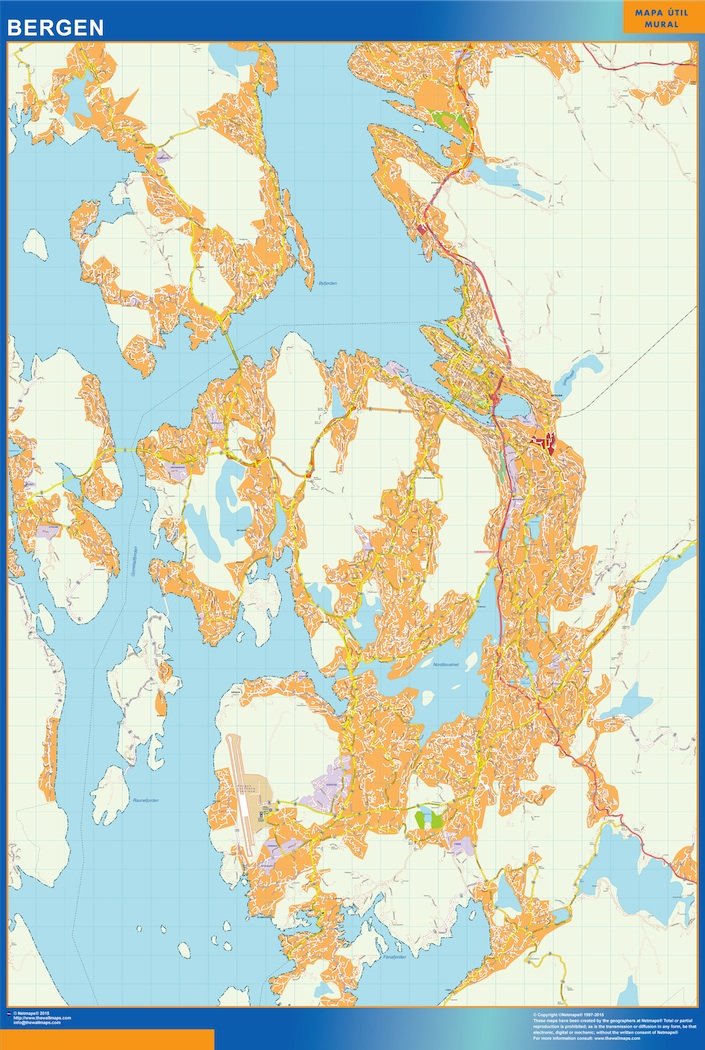 Bergen karta i Norge | Väggkartor