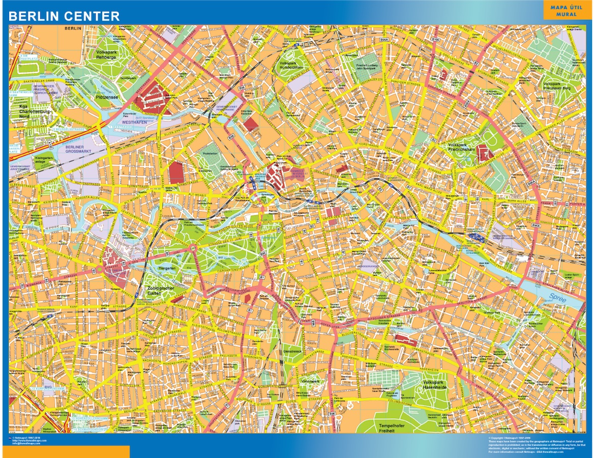 Berlin downtown karta | Väggkartor