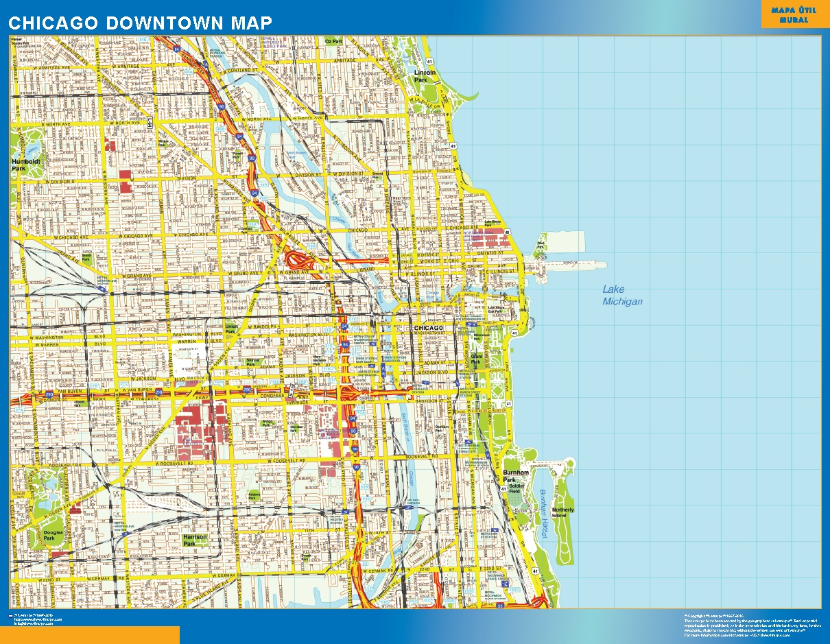 Chicago downtown karta | Väggkartor