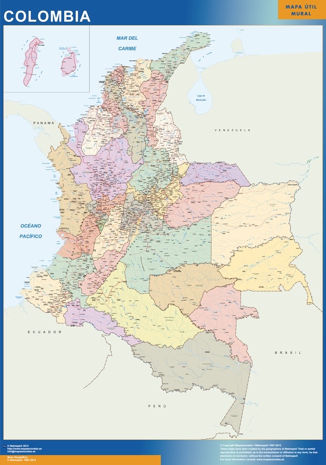 Colombia karta | Väggkartor