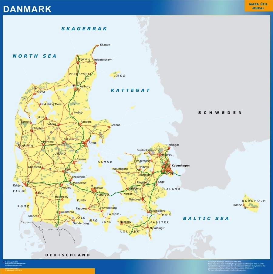 Danmark karta | Väggkartor