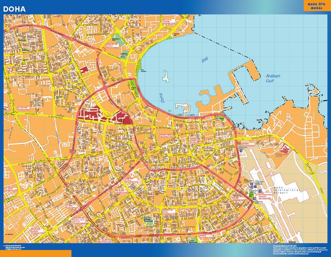 Doha laminerade karta | Väggkartor