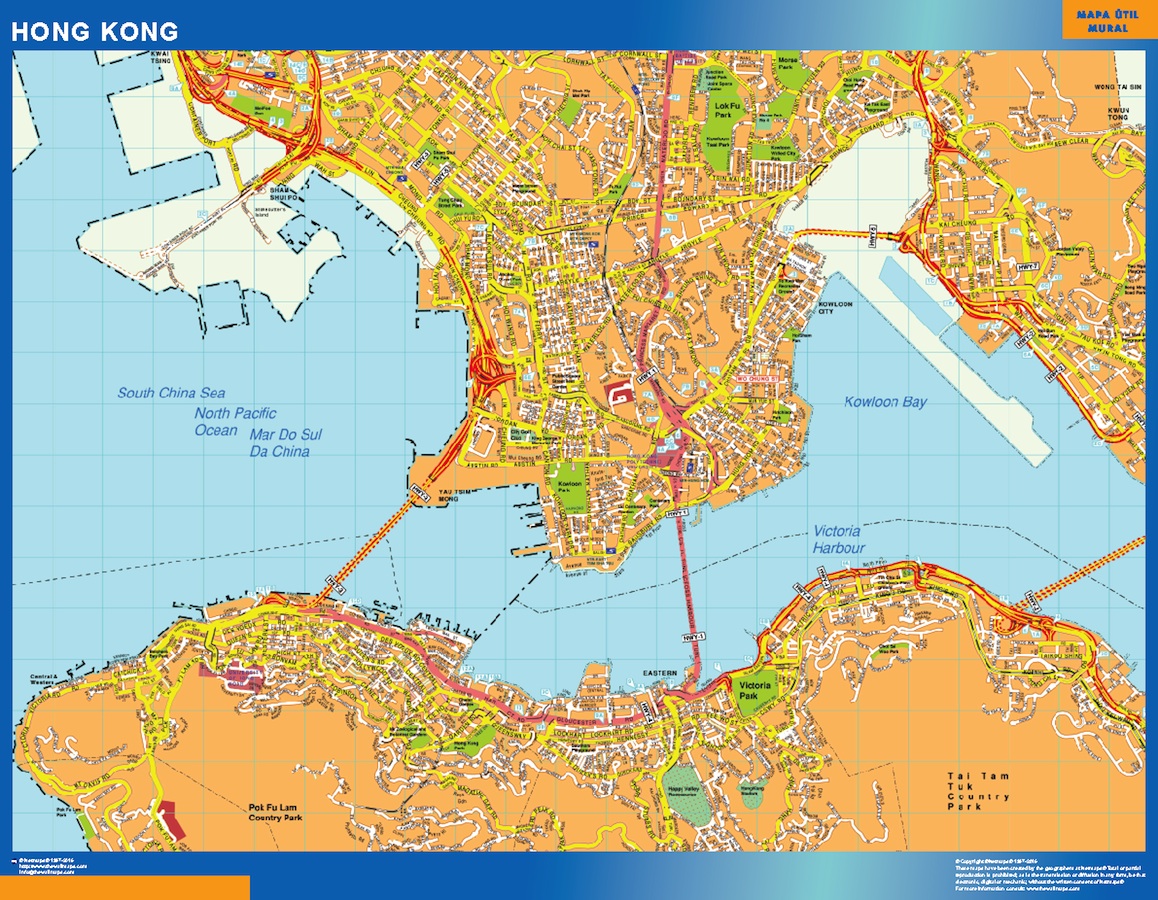 Hong Kong laminerade karta | Väggkartor