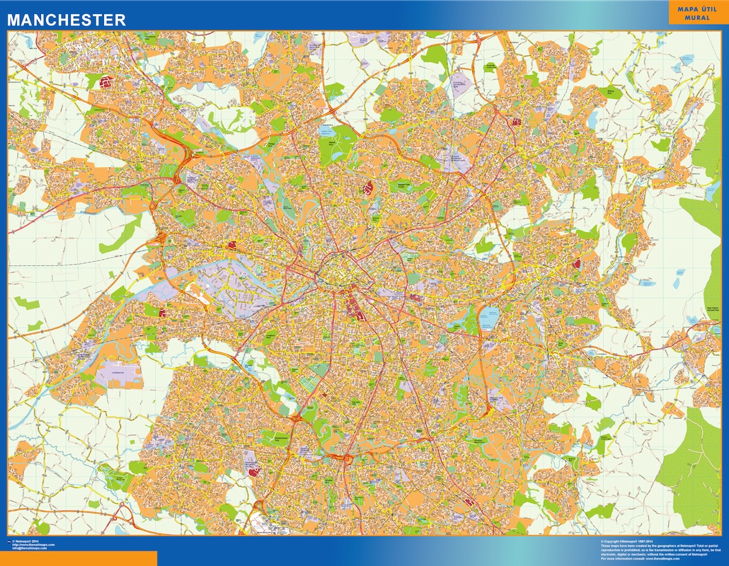 Manchester laminerade karta | Väggkartor