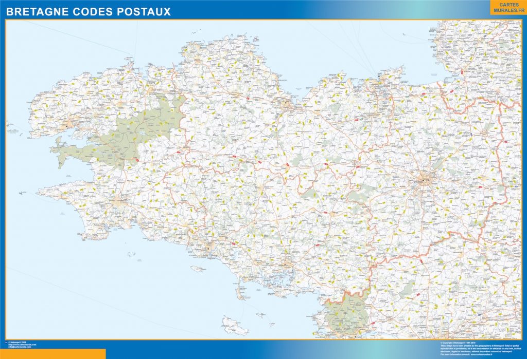 karta över Bretagne Postnummer | Väggkartor