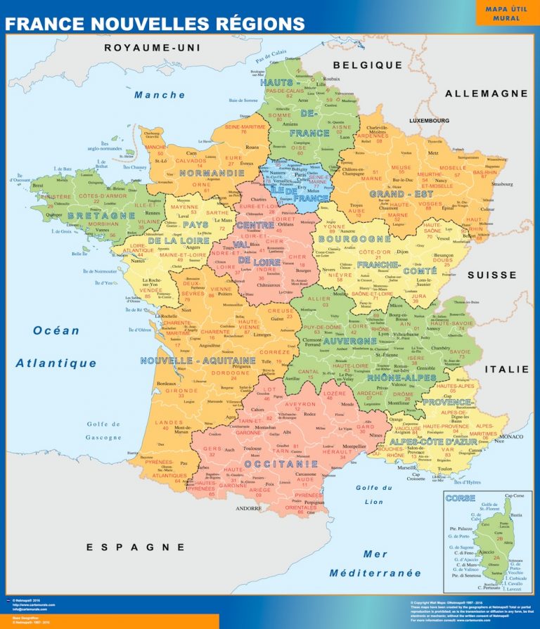 karta över Frankrike new regions | Väggkartor