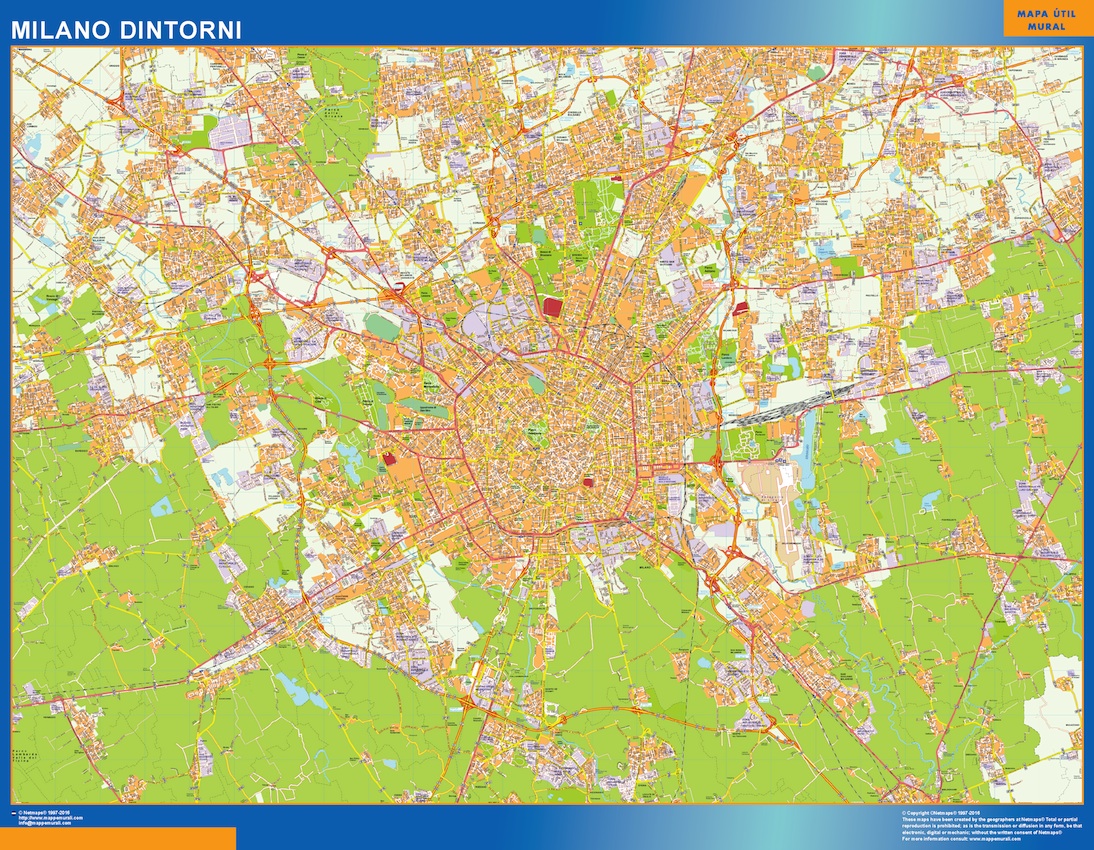 karta över Milano Dintorni stad i Italien | Väggkartor