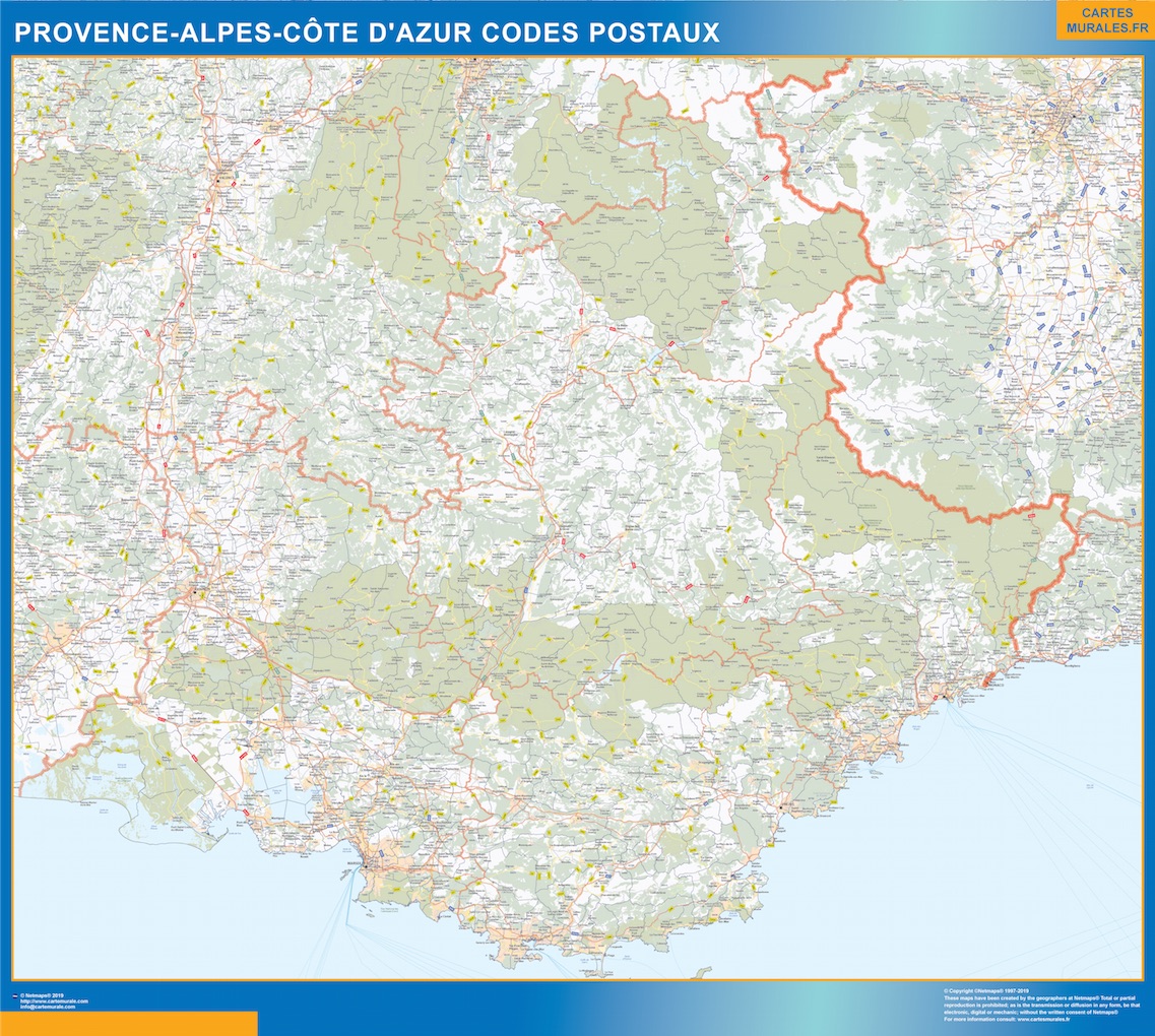 karta över Provence-alpes cote azur Postnummer | Väggkartor