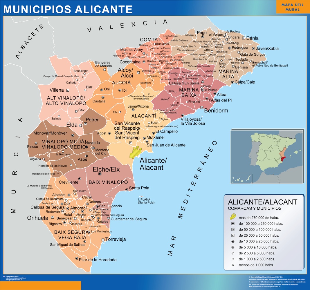 Alicante Op De Kaart Van Spanje - kaart