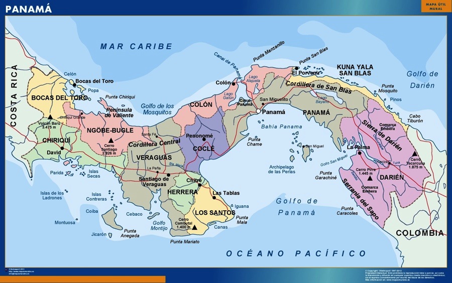 Panama karta | Väggkartor