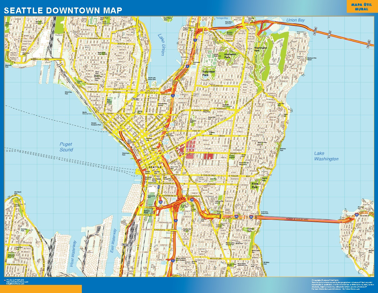 Seattle downtown karta | Väggkartor
