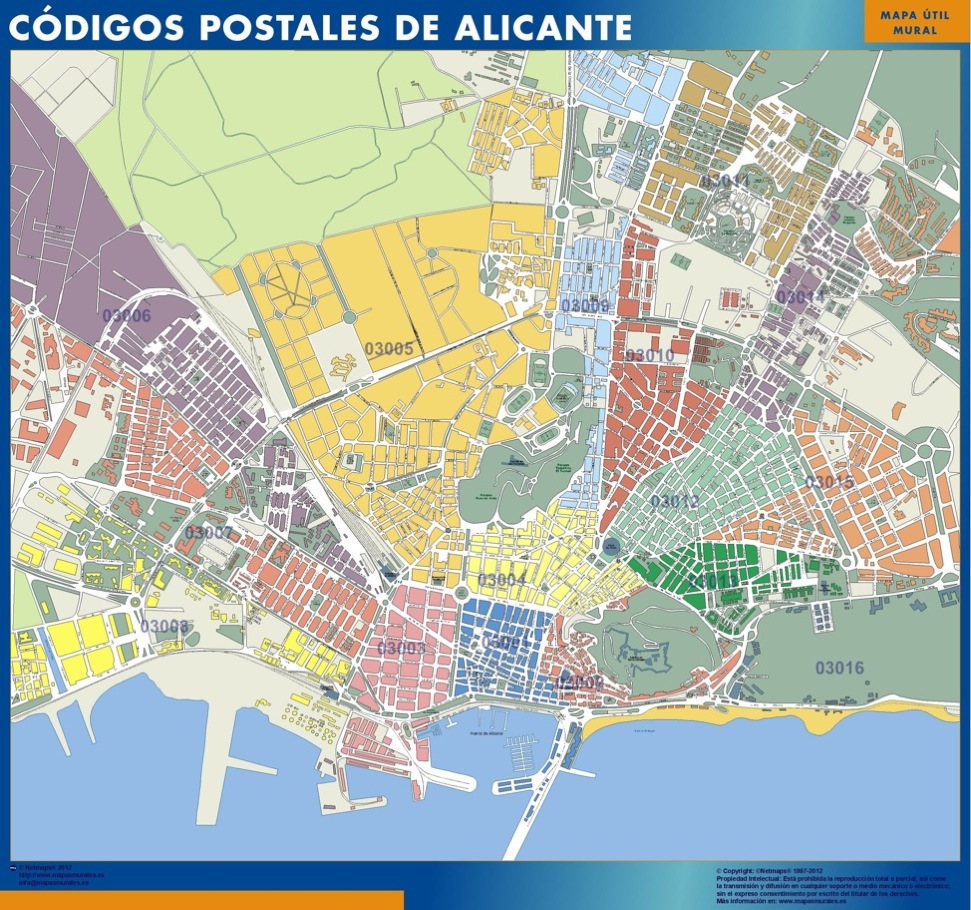 Postnummer Alicante karta | Väggkartor