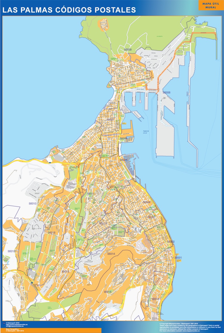 Postnummer Las Palmas karta | Väggkartor