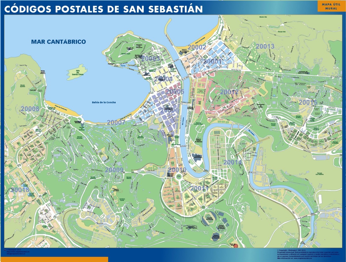 Postnummer San Sebastian karta | Väggkartor