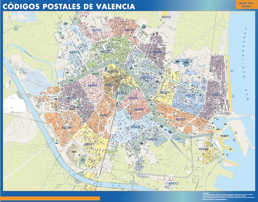 Postnummer Valencia karta | Väggkartor